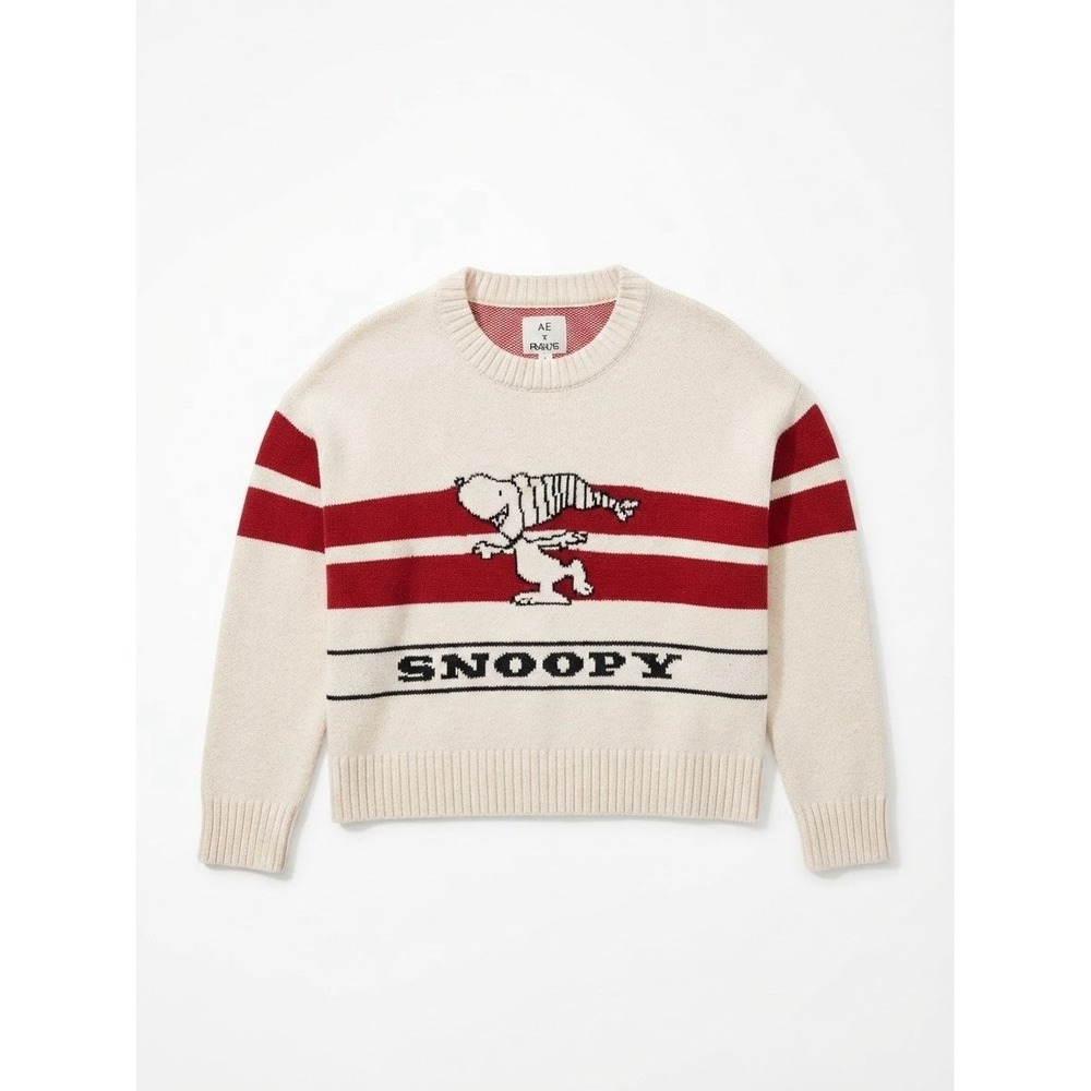 American Eagle Outfitters x Peanuts Snoopy Striped Knit Crewneck Sweater S
